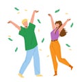 Under Money Rain Dancing Man And Woman Vector Royalty Free Stock Photo