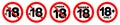 Under 18 not allowed sign. Number eighteen in red crossed circle