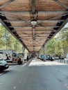 Under of the Parisians metro, view of the empty street of the typical walkway in Paris, France Royalty Free Stock Photo