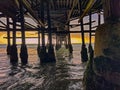 Under pier at paciic beach Royalty Free Stock Photo
