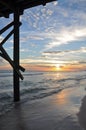 Under pier sunset Royalty Free Stock Photo