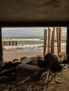 Under the pier in Svetlogorsk. Baltic Sea. Waves Baltic Sea shore