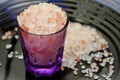 Lilac Cup with Pink Himalayan Salt Royalty Free Stock Photo