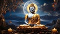 Shakyamuni Buddha entered nirvana under a full moon