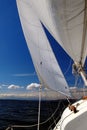 Under sail - starboard tack looking forward Royalty Free Stock Photo