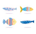 Under the sea, colored fishes wide marine life landscape cartoon