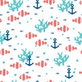 Under the Sea and Fishes Cute Vector Graphic Seamless Pattern