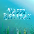 Under the sea party / Happy birthday underwater theme, Vector illustration invitation cards background Royalty Free Stock Photo