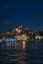 The mosque of Suleyman the Magnificent in the moonlight, Istanbul, Turkey Royalty Free Stock Photo