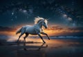 Majestic Unicorn Galloping on the Beach