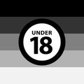 18 under sign warning symbol on the heterosexual pride flags background, LGBTQ pride flags of lesbian, gay, bisexual