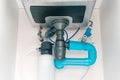Under sink plumbing and drainage system Royalty Free Stock Photo