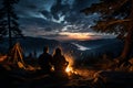 Under the starry Milky Way, a young couple finds campfire solace