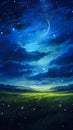 Under the Starry Sky: A Dreamy Daytime Scene of Puffy Clouds and