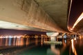 Under Tauranga Harbour Bridge at night