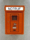 Stuttgart, Baden-Wuerttemberg/Germany - 05/04/2015: An emergency box German: Notruf is installed in the Stuttgart Main Station Royalty Free Stock Photo