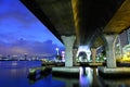 Under the viaduct in city