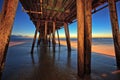 Under Wooden Beach Pier at Sunset, Imperial Beach, California