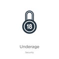 Underage icon vector. Trendy flat underage icon from security collection isolated on white background. Vector illustration can be Royalty Free Stock Photo