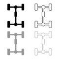 Undercarriage Chassis Carriage for car Vehicle frame icon outline set black grey color vector illustration flat style image Royalty Free Stock Photo