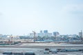 Underconstruction railway with city building background ,Landsca