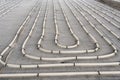 Underfloor heating system installation. Close up on water floor heating system Royalty Free Stock Photo