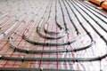 Underfloor heating system installation in new house Royalty Free Stock Photo