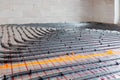 Underfloor heating system installation in new house Royalty Free Stock Photo
