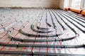 Underfloor heating system installation in new house Royalty Free Stock Photo