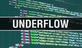 Underflow concept illustration using code for developing programs and app. Underflow website code with colourful tags in browser Royalty Free Stock Photo