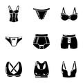 Undergarment icons set, simple style