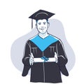 An undergraduate holds a scroll. Royalty Free Stock Photo