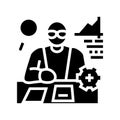 undergraduate research glyph icon vector illustration