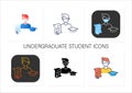 Undergraduate student icons set