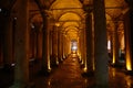 Underground Basilica Cistern Yerebatan Sarnici in Istanbul, Turkey. Cistern in Istanbul underground. Basilica showplace