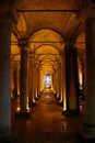 Underground Basilica Cistern Yerebatan Sarnici in Istanbul, Turkey. Cistern in Istanbul underground. Basilica showplace