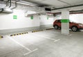 Underground car parking, empty modern parking lot indoor Royalty Free Stock Photo