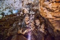 Underground cave, amazing scene , view of stalactites and stalagmite underground Royalty Free Stock Photo