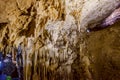 Underground cave, amazing scene , view of stalactites and stalagmite underground Royalty Free Stock Photo