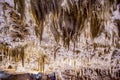 Underground cave, amazing scene , view of stalactites and stalagmite underground Royalty Free Stock Photo