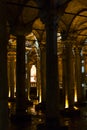 The underground cistern basilica sunken Yerebatan Saray is the largest by ancient Constantinople Royalty Free Stock Photo