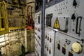 Underground command center of former Soviet intercontinental ballistic missile base, featuring original control panels Royalty Free Stock Photo