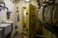Underground command center of former Soviet intercontinental ballistic missile base, featuring original control panels Royalty Free Stock Photo