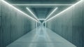 Underground concrete corridor background, minimalist design of abstract garage with lines of led light. Perspective view of tunnel Royalty Free Stock Photo