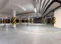 Underground empty parking garage. Modern urban space