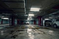 Underground garage parking lot, auto park interior inside Royalty Free Stock Photo