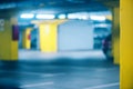 Underground garage parking lot, blur abstract defocussed backgro