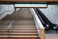 Underground gateway; stairwan and escalator beside Royalty Free Stock Photo