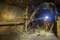 Underground gold mine ore drilling machine Royalty Free Stock Photo
