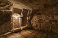 Underground Greek Orthodox Partorium Church, Prison of Christ at Via Dolorosa street in Jerusalem Old City in Israel